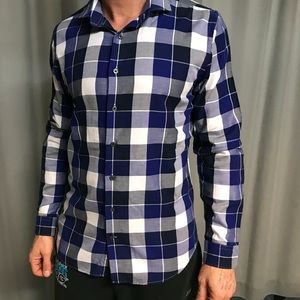 EXPRESS Mens plaid slim fit long sleeve